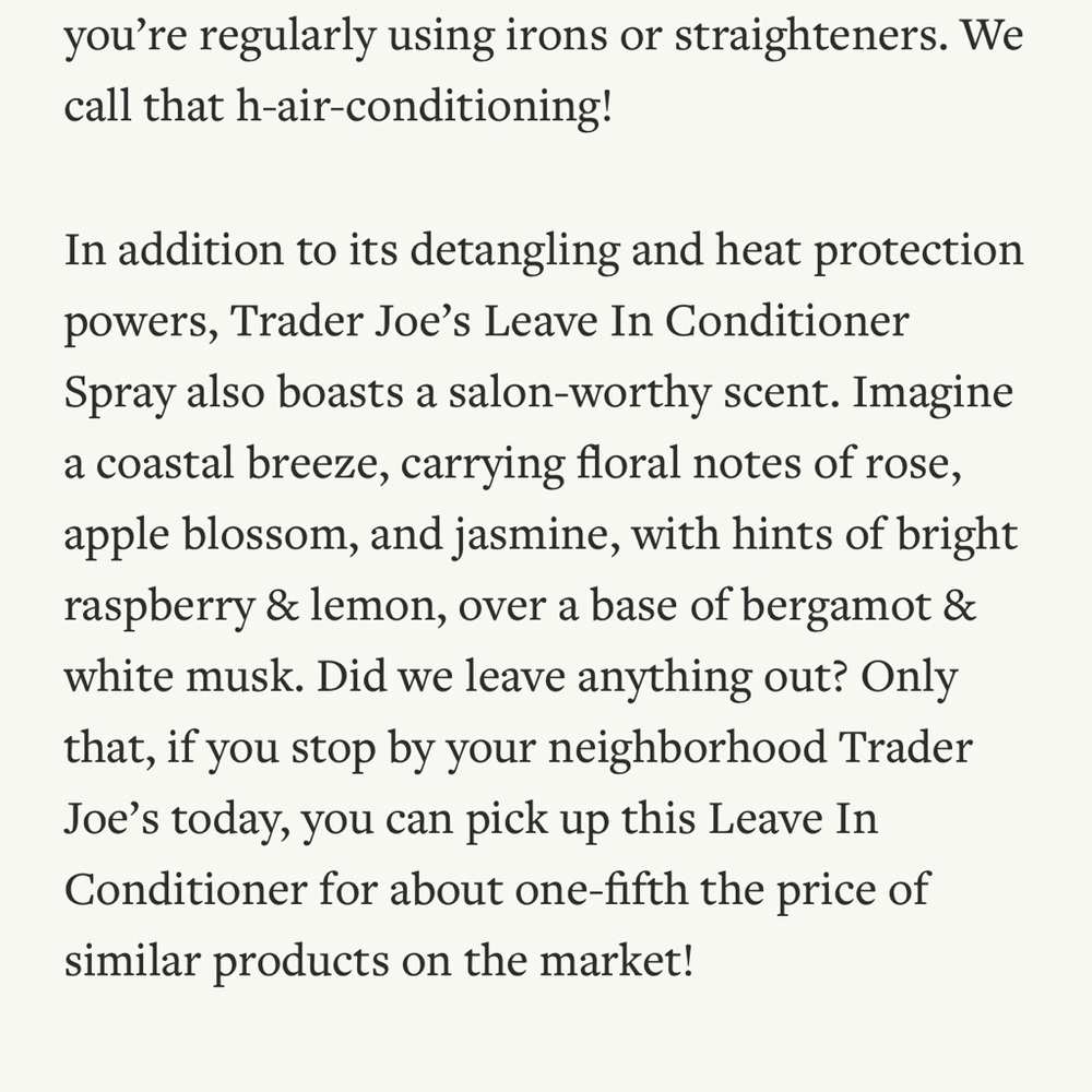 Trader Joe's Leave-In Hair Conditioner 👩🏼 NEW Full Size - Picture 3 of 3